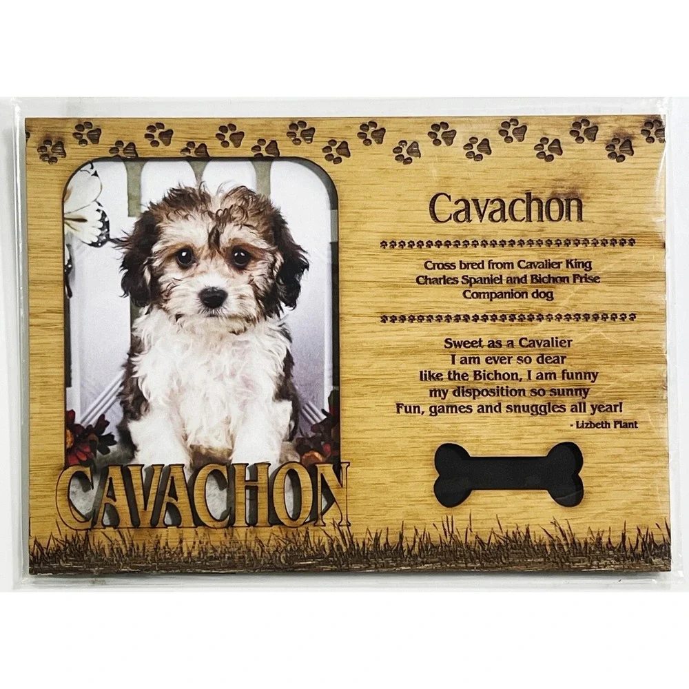 CAVACHON Dog Profile Laser Engraved Wood Picture Frame Magnet